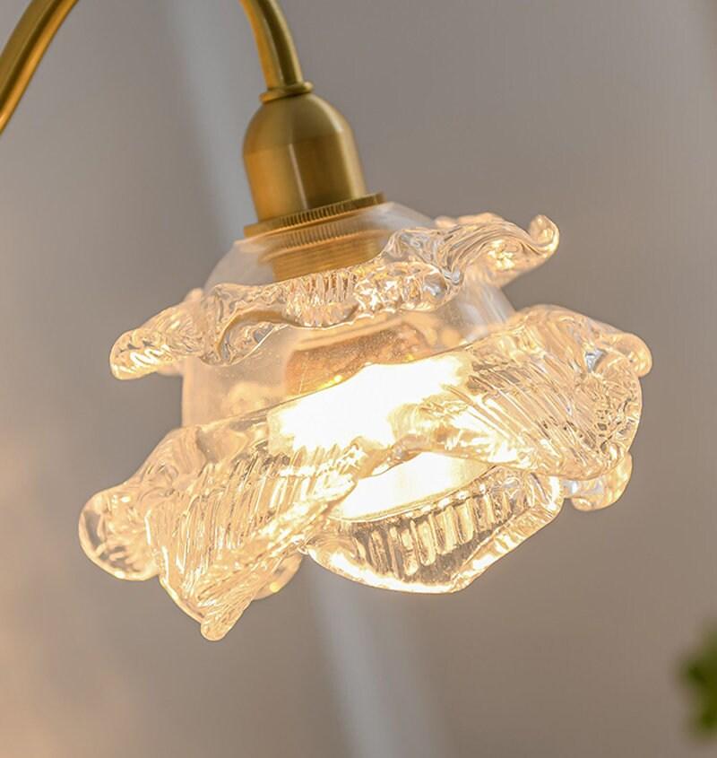 Laira Bloom Layered Glass Flower Wall Sconce With Wood Accent and Bulb Included | Knesse