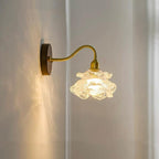 Laira Bloom Layered Glass Flower Wall Sconce With Wood Accent and Bulb Included | Knesse