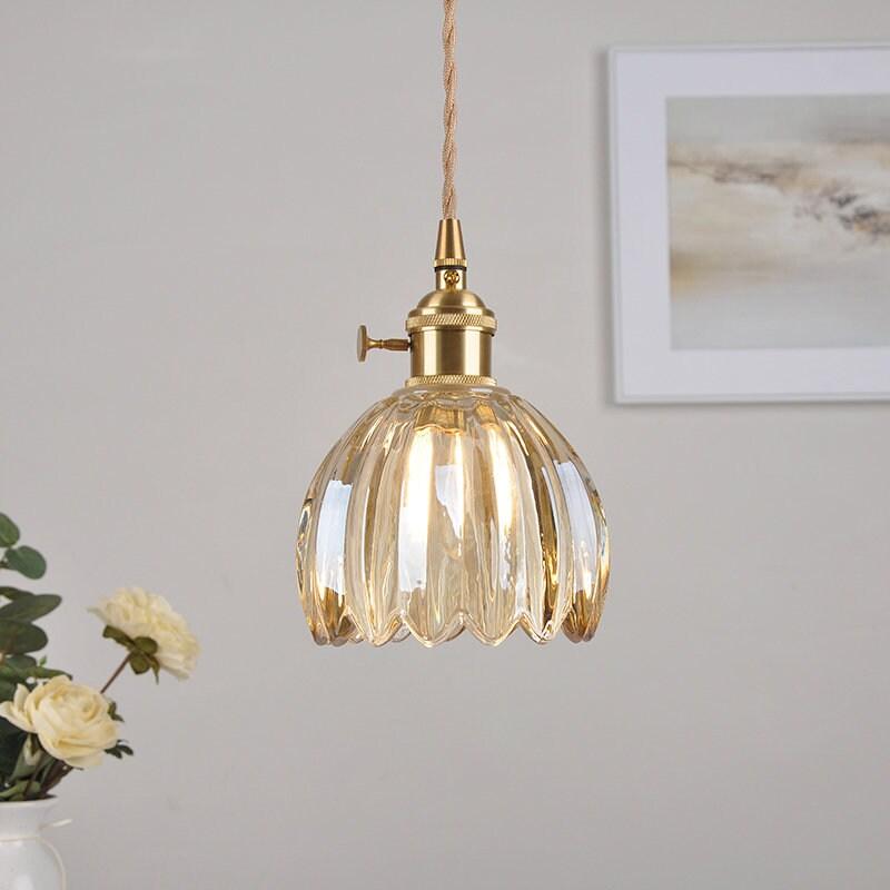 Marisel | Mini Glass Floral LED Pendant Light in Vintage Style - Bulb Included | Knesse