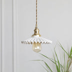 Liora | Art Deco Pleated Tutu Pendant LED Light in Glazed Ceramic - Bulb Included | Knesse