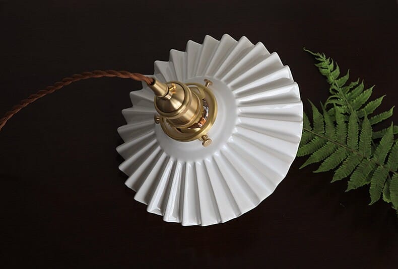 Liora | Art Deco Pleated Tutu Pendant LED Light in Glazed Ceramic - Bulb Included | Knesse