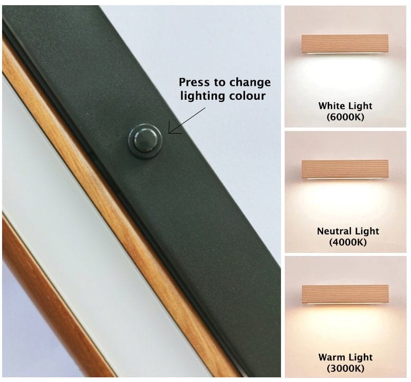 NordiGlow Ash Wood Rotating Bedside LED Wall Light | Knesse