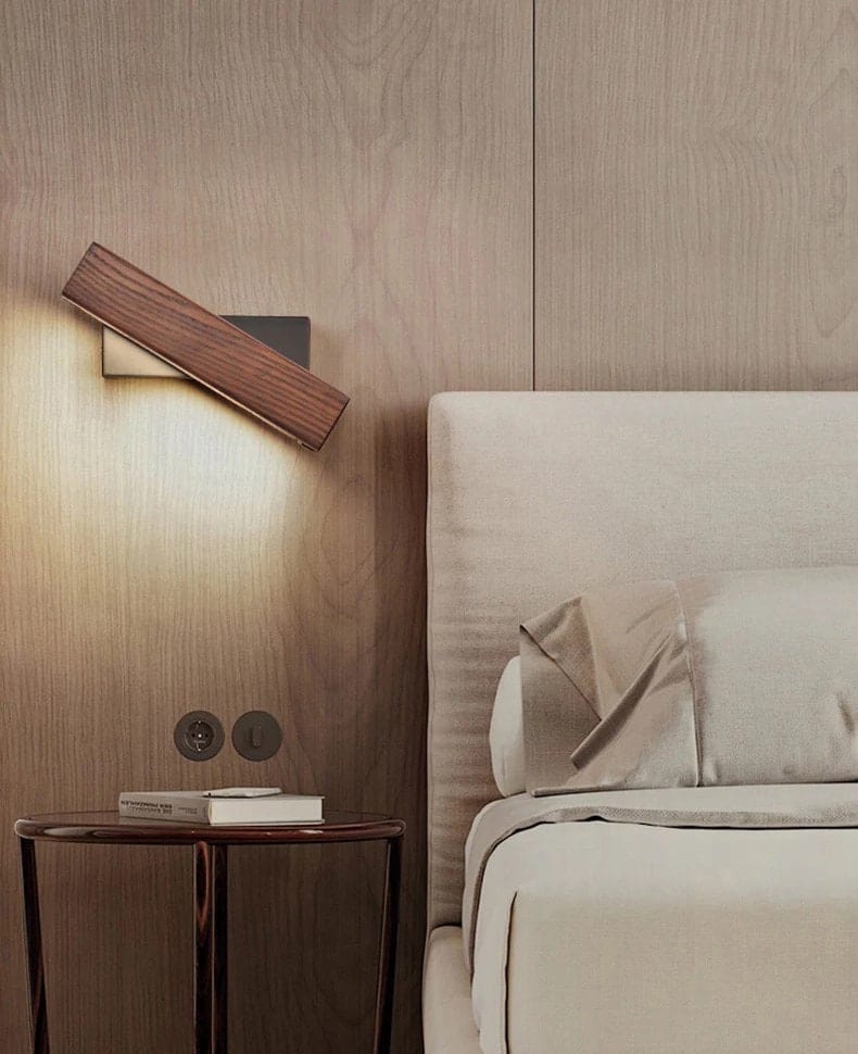 NordiGlow Ash Wood Rotating Bedside LED Wall Light | Knesse