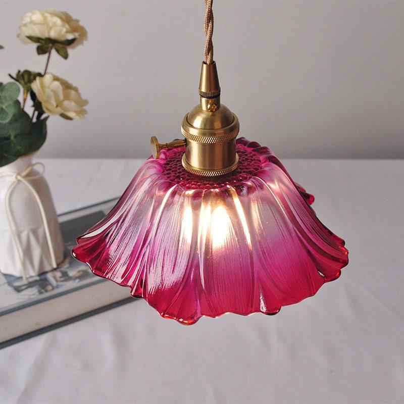 Lumenia | Frosted Glass Camellia Flower Pendant Light, Vintage Style, LED Bulb Included | Knesse
