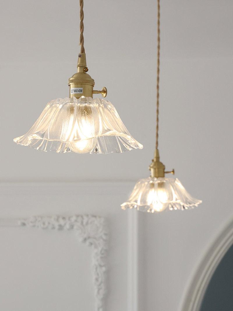 Lumenia | Frosted Glass Camellia Flower Pendant Light, Vintage Style, LED Bulb Included | Knesse