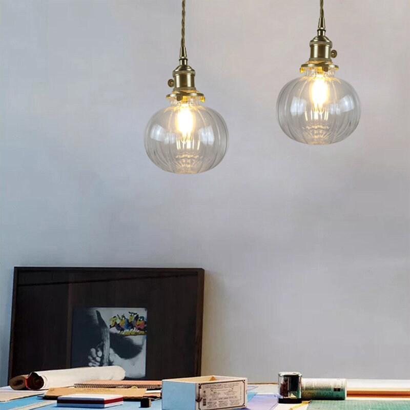 Lunora | Handcrafted Glass Globe Pendant Light in Vintage Style with LED Bulb Included | Knesse