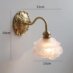 Carlena | Frosted Layered Glass Flower Wall Sconce With Brushed Brass Carved Flower Detail, Bulb Included | Knesse