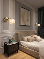 Carlena | Frosted Layered Glass Flower Wall Sconce With Brushed Brass Carved Flower Detail, Bulb Included | Knesse