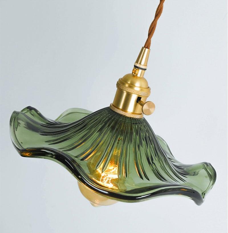 Calista Glass Hibiscus Flower Pendant Light in Vintage Style, LED Bulb Included | Knesse