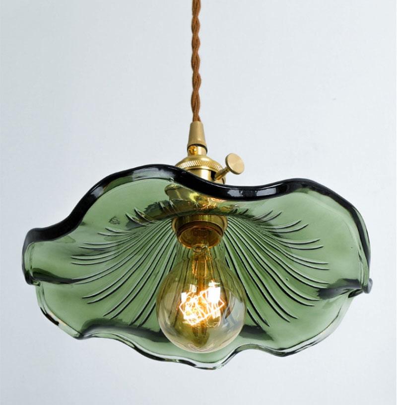 Calista Glass Hibiscus Flower Pendant Light in Vintage Style, LED Bulb Included | Knesse