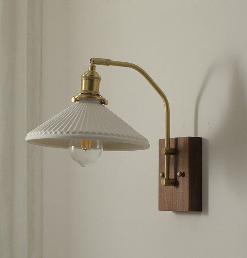 Aveline | Vintage Ceramic LED Wall Light With Black Walnut Wood Fixture | Knesse