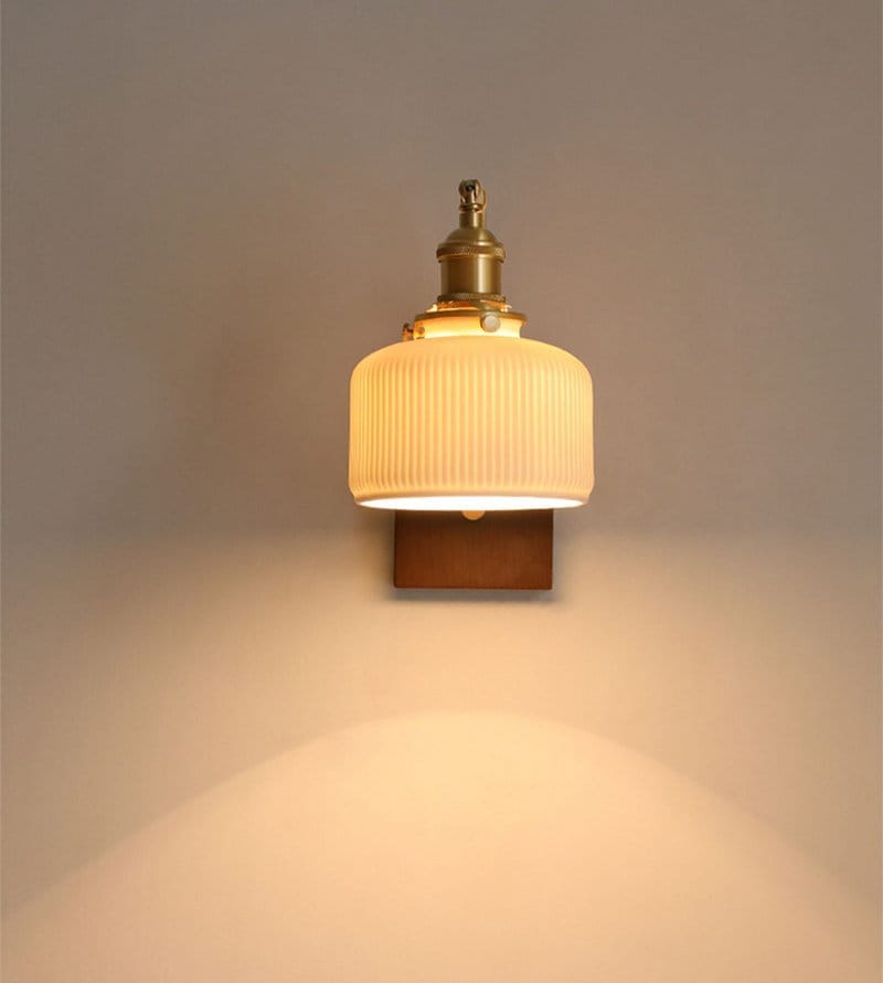 Aveline | Vintage Ceramic LED Wall Light With Black Walnut Wood Fixture | Knesse