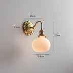 Lumiara | Ribbed Ceramic Globe Wall Sconce With Brushed Brass Carved Floral Detail, Bulb Included | Knesse