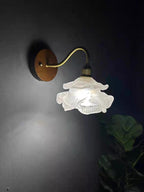 Laira Bloom Layered Glass Flower Wall Sconce With Wood Accent and Bulb Included | Knesse