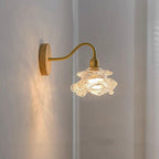 Laira Bloom Layered Glass Flower Wall Sconce With Wood Accent and Bulb Included | Knesse