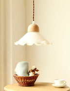 Alvara Vintage White Opaline Glass Flower LED Pendant Light With Brushed Brass Lamp Holder, Bulb Included | Knesse