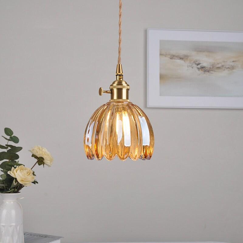 Marisel | Mini Glass Floral LED Pendant Light in Vintage Style - Bulb Included | Knesse
