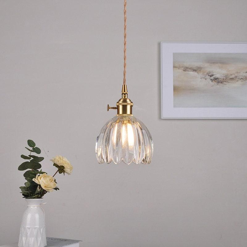 Marisel | Mini Glass Floral LED Pendant Light in Vintage Style - Bulb Included | Knesse