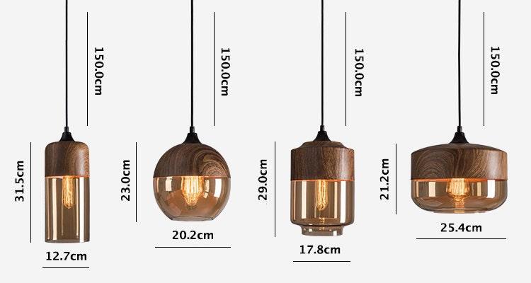 Lumina Nordic Metal LED Pendant Light with Woody Design, Tea-Tinted Glass Shade and Bulb Included | Knesse