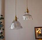 Montfleur French Vintage Fluted Glass Flower Pendant Light With LED Bulb Included | Knesse