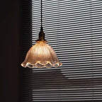 Montfleur French Vintage Fluted Glass Flower Pendant Light With LED Bulb Included | Knesse