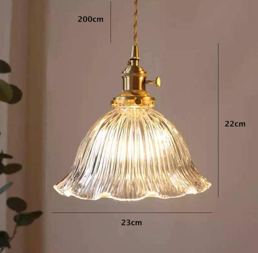 Montfleur French Vintage Fluted Glass Flower Pendant Light With LED Bulb Included | Knesse