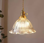 Montfleur French Vintage Fluted Glass Flower Pendant Light With LED Bulb Included | Knesse