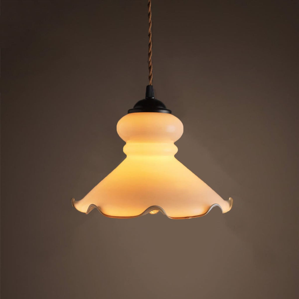 Aurelle Doll-Shaped Opaline Glass LED Hanging Lamp in French Vintage Style, Bulb Included | Knesse