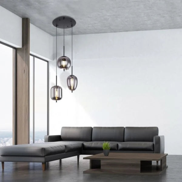 NoirLumen Pendant Lamp With Multiple Styles And Smoked Glass Bowls | Snurv