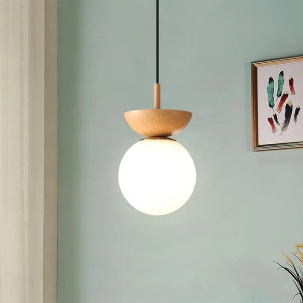Nyara Half-Wood Nordic Pendant Lamp Semi-Circular And Spherical | Snurv