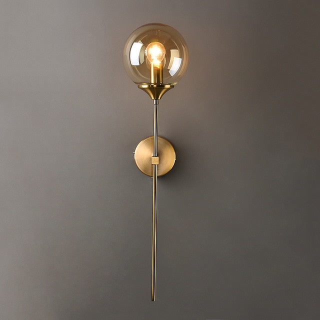 Glass Torch Wall Light in Brass | Knesse