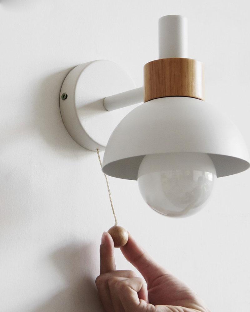 Globe Wall Sconce in Colored Wood and Metal with Pull Cord | Knesse