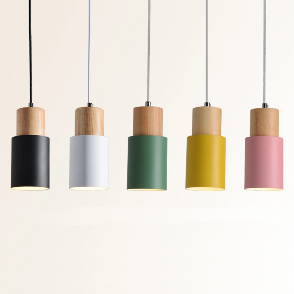 Marlen | Wood and Metal Cylindrical Pendant Light | Knesse