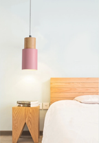 Marlen | Wood and Metal Cylindrical Pendant Light | Knesse