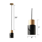 Marlen | Wood and Metal Cylindrical Pendant Light | Knesse