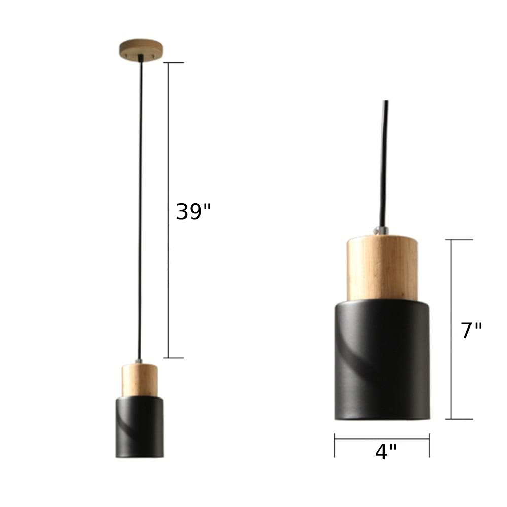 Marlen | Wood and Metal Cylindrical Pendant Light | Knesse