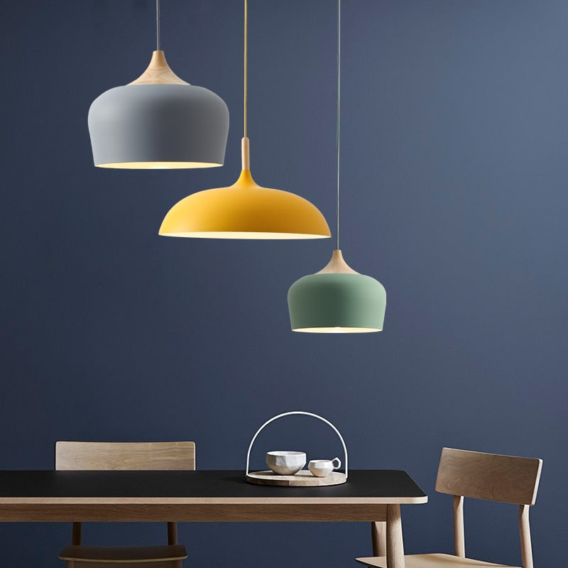 Aurelle Soft Pastel Collection Pendant Lamps in Metal and Wood | Knesse