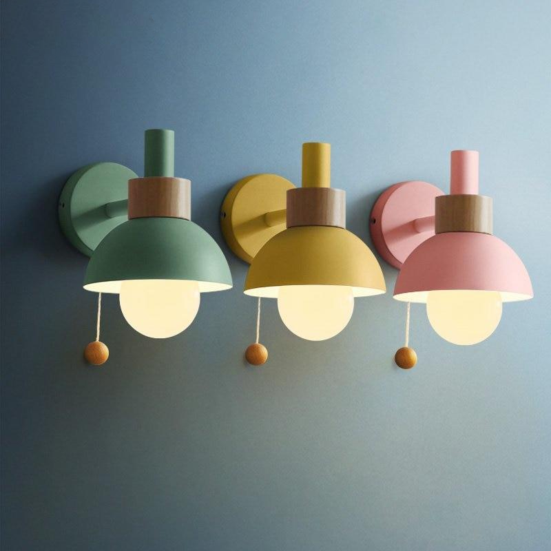 Globe Wall Sconce in Colored Wood and Metal with Pull Cord | Knesse