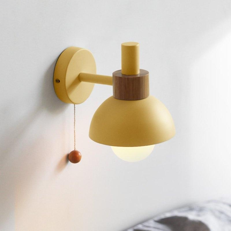 Globe Wall Sconce in Colored Wood and Metal with Pull Cord | Knesse