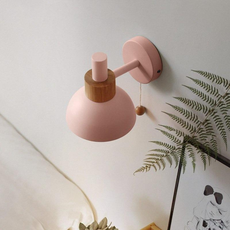 Globe Wall Sconce in Colored Wood and Metal with Pull Cord | Knesse